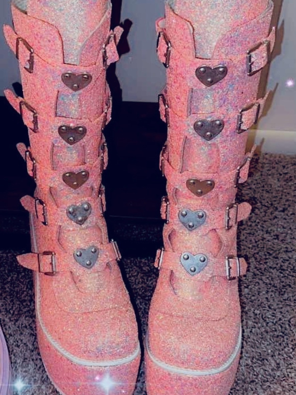 DemoniaCult Gothic  Glitter Swing-230G Boots - Picture 4 of 7